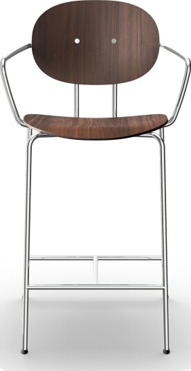 Sibast Furniture Piet Hein Barkrakk Krom med Armlener Valnøtt
