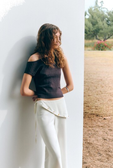 Mango Straight Scarf Trousers White S