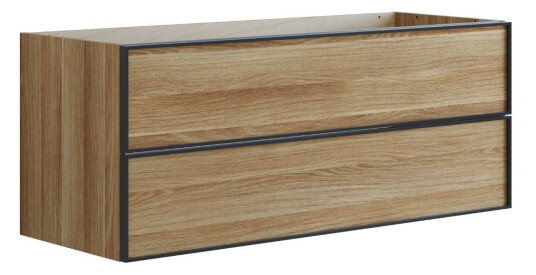 Dansani Inzo Urban Alu ramme Svart Underskap 2 Skuff B60 120xh48xd44cm Varm eik / 120cm