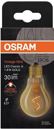 Osram led dekorasjonspære e27 30lm gold varmere lys