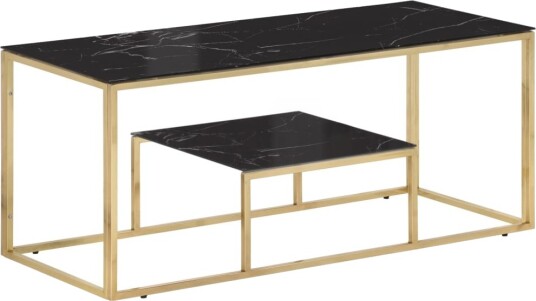 Salongbord gull rustfritt stål og herdet glass 350020