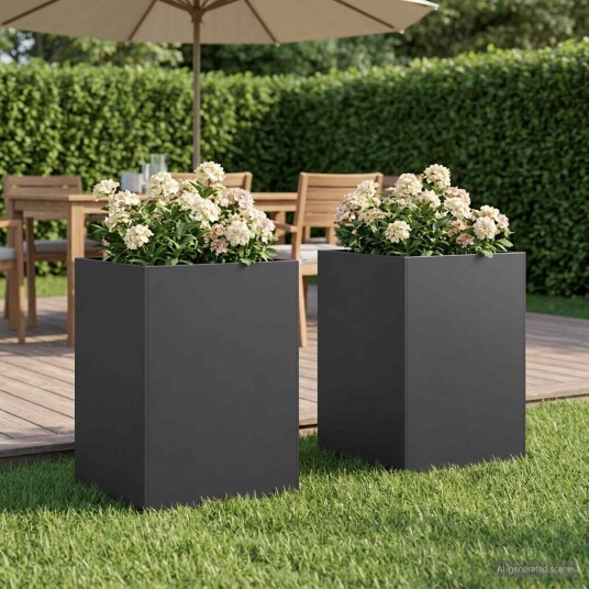 vidaXL Hageblomsterpotte 2 stk. Svart 50 x 50 x 75 cm Kaldvalsestål