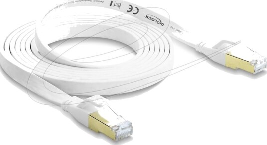 Delock Rj45 Flatbånd Patchkabel Cat.8.1 U/Ftp Opptil 40 Gbps 2 M Hvit 81026