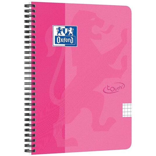 OXFORD Touch notebook A5+ squared 5x5 70 sheets 90g pink OXFORD Touch notebook A5+ squared 5x5 70 sheets 90g pink