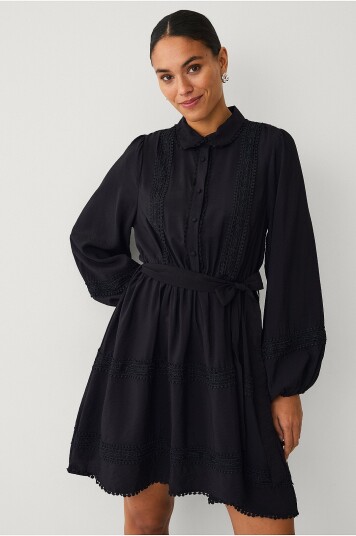 Ellos Collection Kjole med blondedetaljer Svart