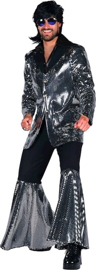 Thetru B.v. 70-talls Disco Dress Sølv Kostyme Deluxe Large 3786-1700-000L