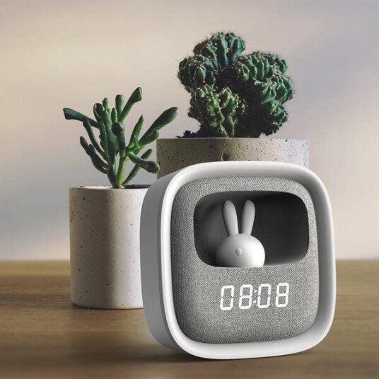 Forever FNL-06 med Bunny Natlampe med Vekkerur - Hvit Forever FNL-06 med Bunny Natlampe med Vekkerur - Hvit