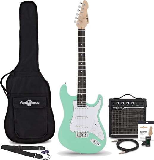 Gear4Music LA Elektrisk Gitar Seafoam Green med 10 W Forsterkerpakke Gear4Music LA Elektrisk Gitar Seafoam Green med 10 W Forsterkerpakke