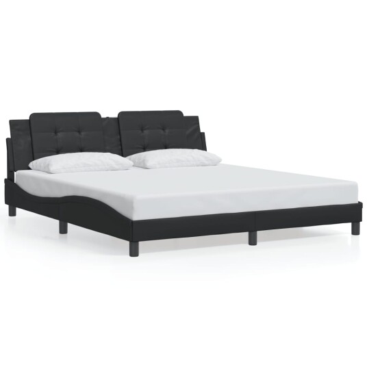 Sengeramme med LED-lys svart 180x200 cm kunstig lær 8721012358393
