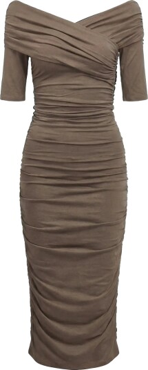 Object Objlevih 2/4 Cross Over Dress E Tne 26 Brown L Object Objlevih 2/4 Cross Over Dress E Tne 26 Brown L