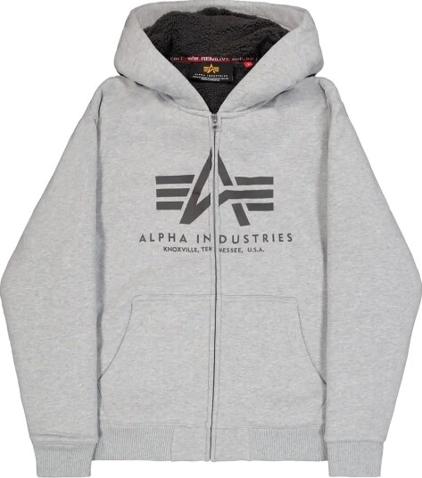 Alpha Industries Fleece Sherpa Hoodie   GREY HEATHER   M