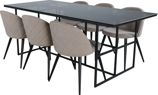 Spisegruppe Venture Home Lund med 6 Valentina Stitcthes Stoler Polyester