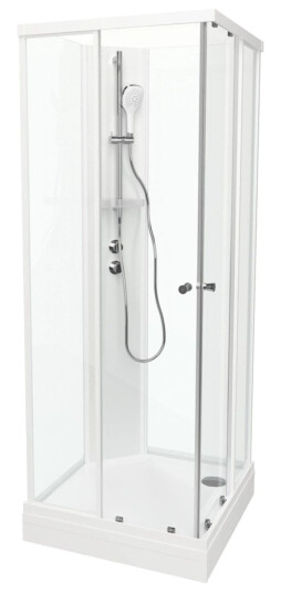 Vikingbad Sofia Rett Standard Dusjkabinett Hvit Matt / 80x80cm Klart Glass