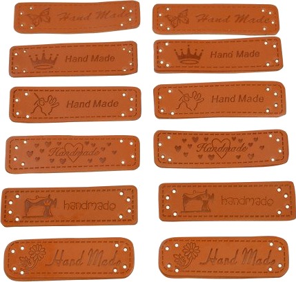 Infinity Hearts Label Lær Ass. Håndlaget 5x1,5cm 12 stk.