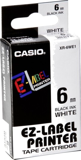 Casio Xr 6We Selvklebende Svart På Hvitt Rull 0,6 Cm X 8 M 1 KassettEr Etiketteringstape For Kl 170 60 60Sr 780