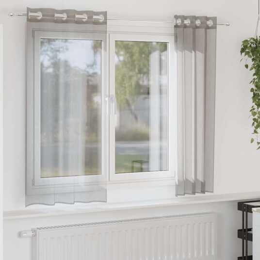 Voilegardiner med grommets 2 stk lysegrå 140x175 cm 8721158551245