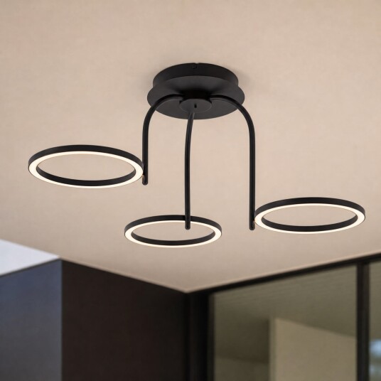 Sylvara LED utendørs taklampe med 3 lyskilder, CCT, svart – Lucande - Design - Metall - Med flere lyskilder