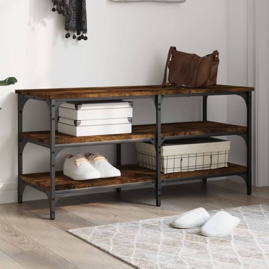 Skobenk røkt eik 100x38,5x49 cm konstruert tre 8721012340961 Skobenk røkt eik 100x38,5x49 cm konstruert tre 8721012340961