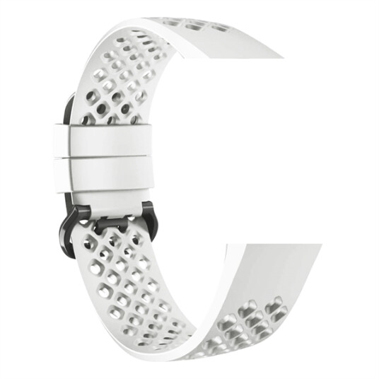 Devia silikonarmbånd til Fitbit Charge 3 / Charge 4 - Hvit mesh large