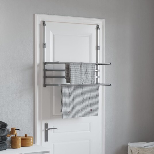 vidaXL Tørkestativ for balkong 89x25x(60-95) cm aluminium