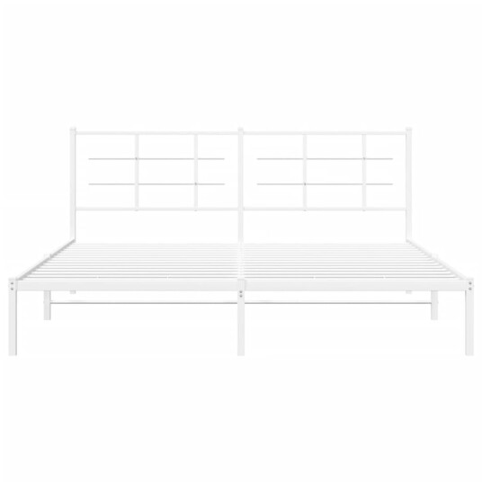 vidaXL Sengeramme i metall med sengegavl hvit 180x200 cm 8721012304130