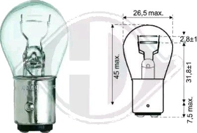 DIEDERICHS LID10051 Lyspære, bremse- / baklys