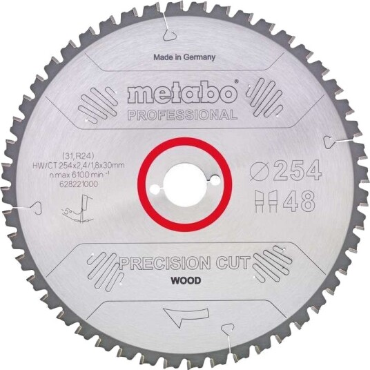 Metabo HM Precision Cut Wood Sagblad 254x30mm 60 Tenner 5° Negativ Metabo HM Precision Cut Wood Sagblad 254x30mm 60 Tenner 5° Negativ