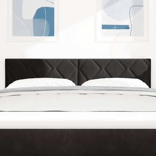 LED Hodegjerde Diamantblokker Design Svart 144 cm Fløyel LED Hodegjerde Diamantblokker Design Svart 144 cm Fløyel