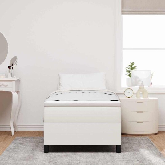 Box Spring Sengebunn Krem 80x200 cm Cordfløyel 3337379 Box Spring Sengebunn Krem 80x200 cm Cordfløyel 3337379