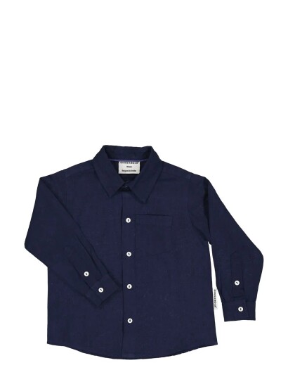 Geggamoja Linen Shirt L.s Navy 98/104
