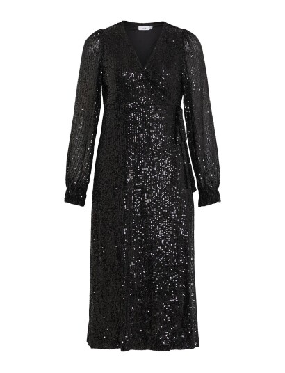 Vila | Vimaia Ls Sequin Midi Wrap Dress/Dc | 34 Vila | Vimaia Ls Sequin Midi Wrap Dress/Dc | 34