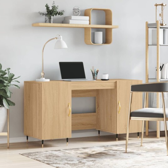 vidaXL Skrivebord sonoma eik 140x50x75 cm konstruert tre vidaXL Skrivebord sonoma eik 140x50x75 cm konstruert tre
