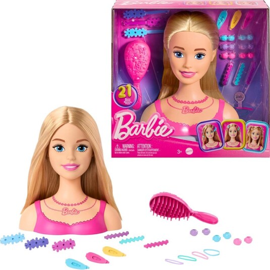 Barbie Stylinghode Med 20 Tilbehør Blondt Hår