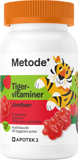Metode Tigervitaminer tyggbare poter jordbær 60 stk