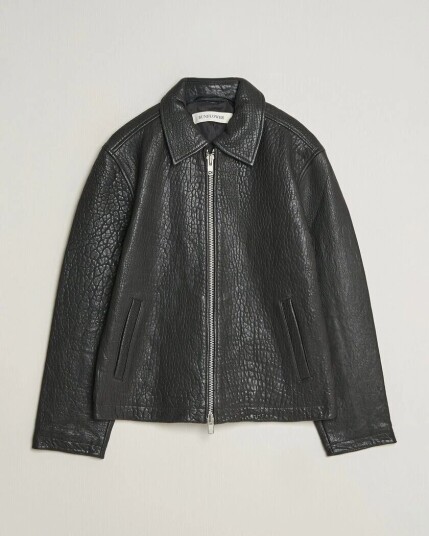 Sunflower Short Leather Jacket Black