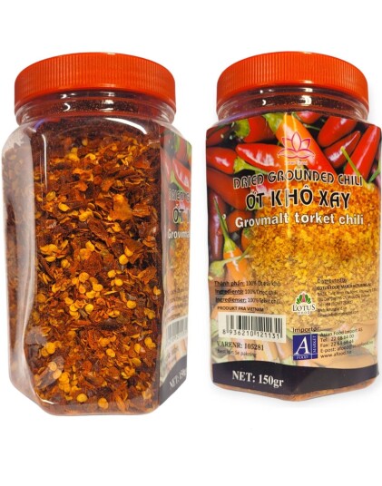 Dried Grounded Chili   Tørket Grovmalt Chili   Lotus Grand 150 gram Vietnam