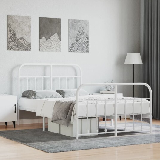 vidaXL Sengeramme i metall med hode- og fotgavl hvit 120x200 cm 8720845881863 vidaXL Sengeramme i metall med hode- og fotgavl hvit 120x200 cm 8720845881863