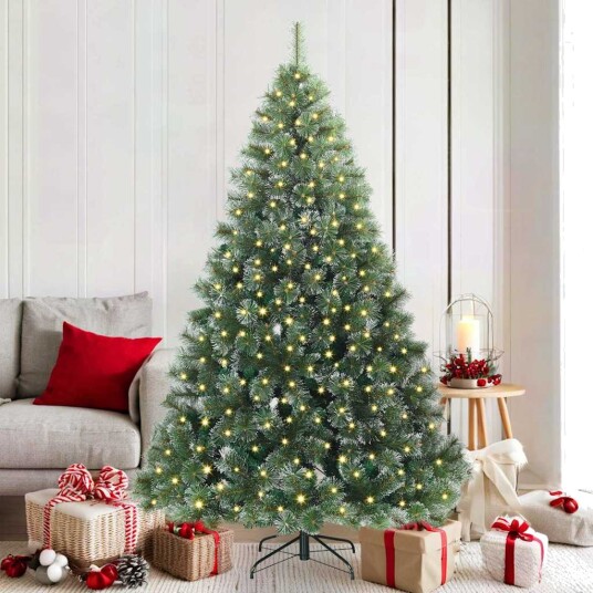  Kunstig juletre med 300 LED med stativ grønn 180 cm PE og PVC