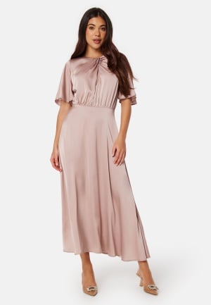 Bubbleroom Occasion Butterfly Sleeve Satin Midi Dress Light nougat 44 Bubbleroom Occasion Butterfly Sleeve Satin Midi Dress Light nougat 44