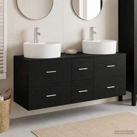 vidaXL Baderomsinnredningssett 3 stk. Svart 49,5 x 44,5 x 65 cm vidaXL Baderomsinnredningssett 3 stk. Svart 49,5 x 44,5 x 65 cm
