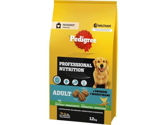 Pedigree Tørfoder til Voksne Hunder med Fjærkre og Grønnsaker for Medium og Store Raser - 12Kg