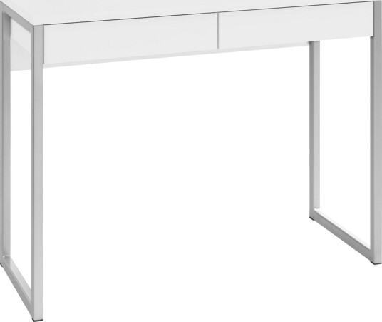 Skrivebord Praxia Plus 102 cm med Oppbevaring 2 Skuffer Hvit/Krom