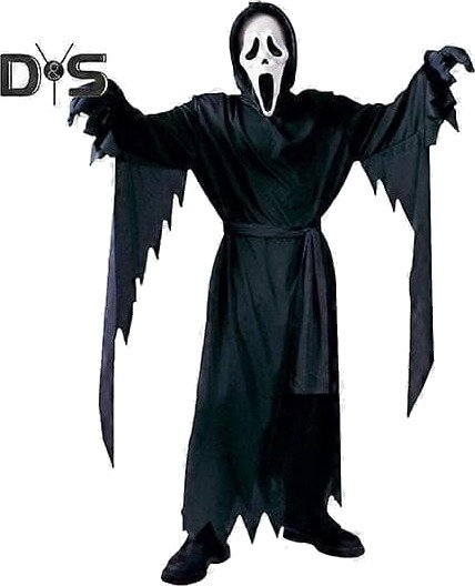 Halloween Spøkelseskostymesett til Barn med Maske, Hansker, Belte og Kappe