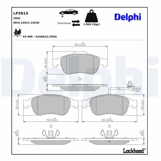 Bremseklosser DELPHI LP3915