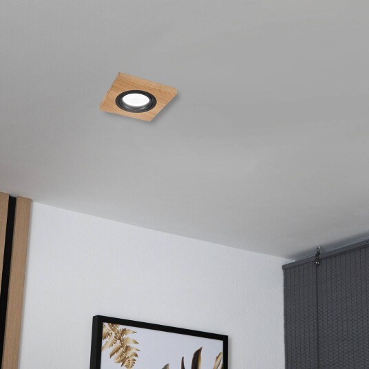 Lamkur Lighting Innfelt taklampe Tobby 10 x 10 cm eik GU10