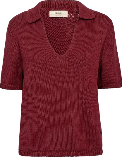 MOS MOSH Mmarin Ss Collar Cotton Knit Red S MOS MOSH Mmarin Ss Collar Cotton Knit Red S