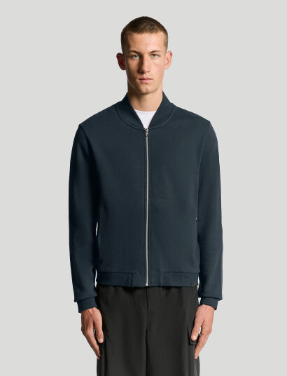 Lyle & Scott Half Raglan Jersey Bomber - Navy - M