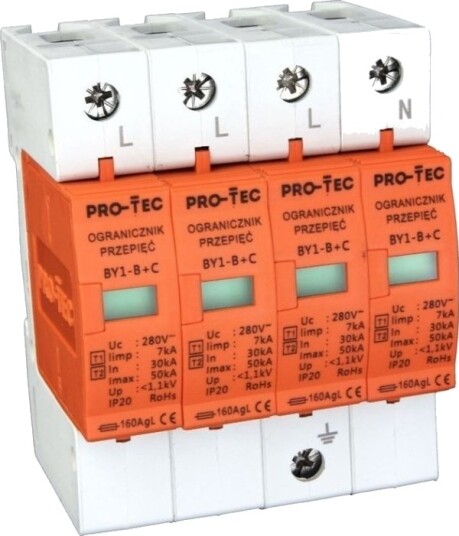Pro-Tec Overspenningsvern 4P B+C I+II BY1-B+C 4P Pro-Tec Overspenningsvern 4P B+C I+II BY1-B+C 4P