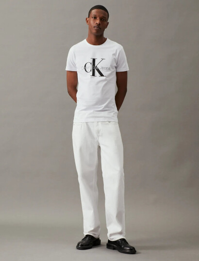 Calvin Klein Jeans Core Monologo Slim Tee - White - S