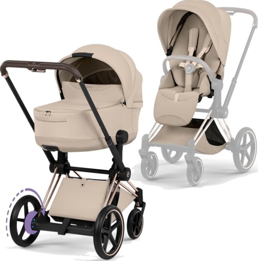 Cybex ePriam Style Collection Komplett Barnevogn New Generation Rose Gold/Cozy Beige